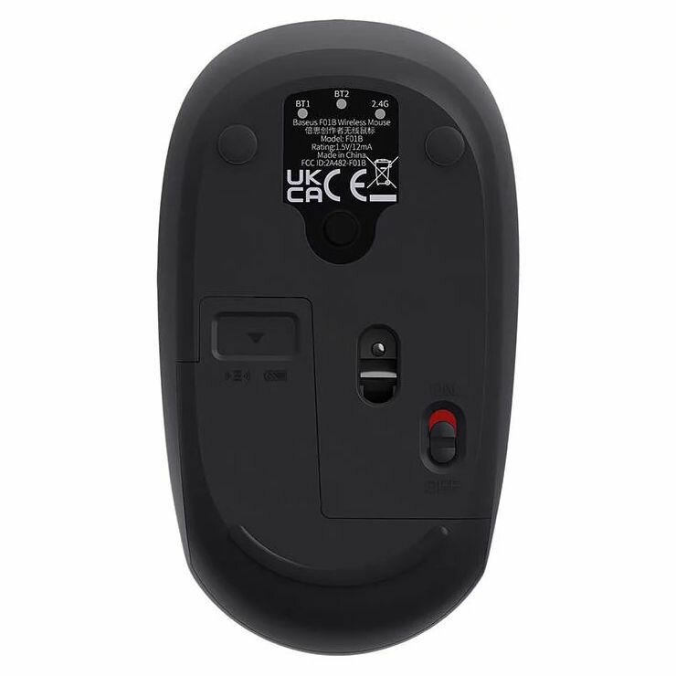 Трехрежимная беспроводная мышь Baseus F01B (2.4Ghz, BT3.0, BT5.0) B01055503833-00, серая — фото 4