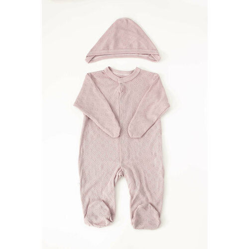 Комплект одежды  Малышеево детский, чепчик и комбинезон, размер 62, розовый, фиолетовый
