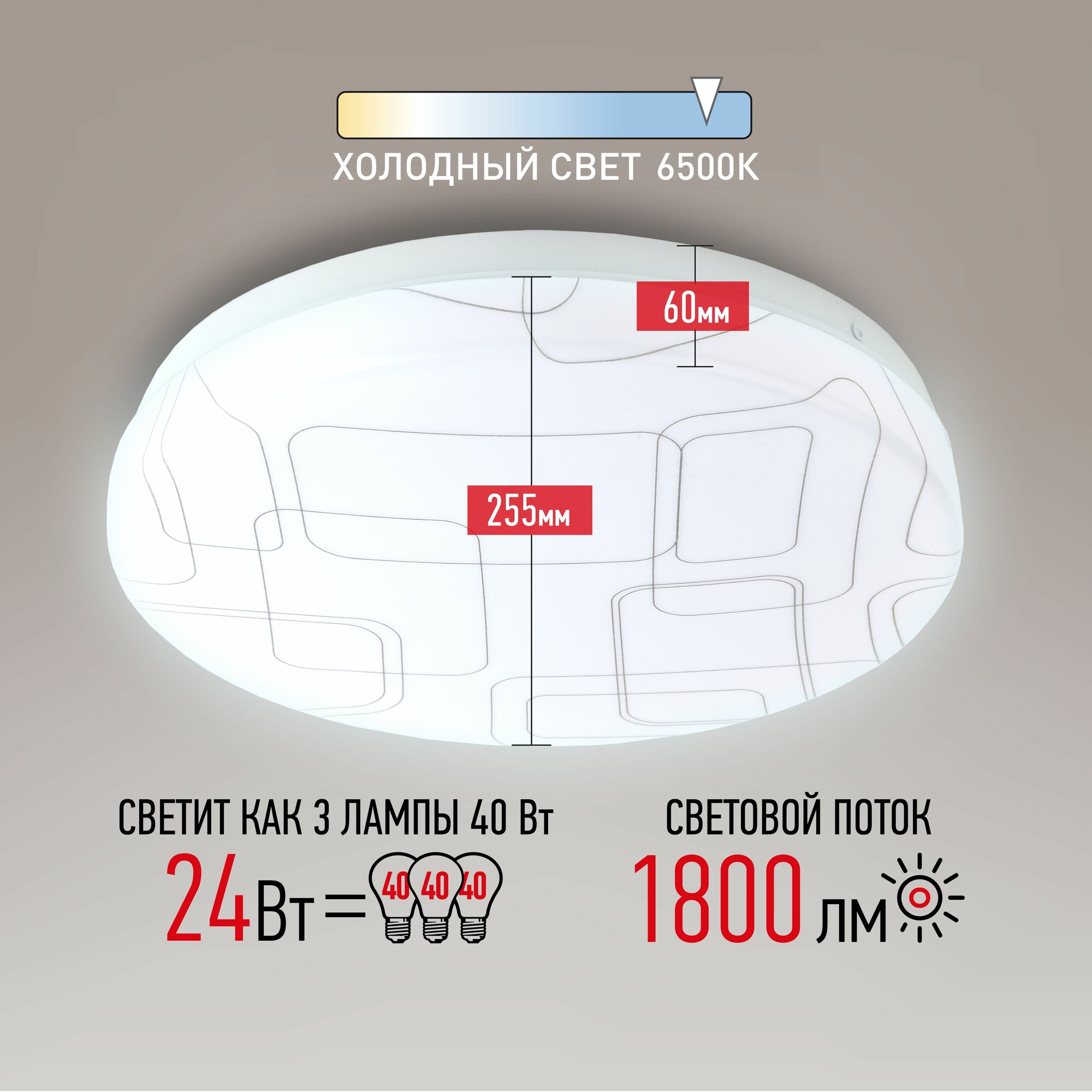 Светильник потолочный светодиодный ЭРА SPB-6 Slim 2 24Вт 6500K — фото 1