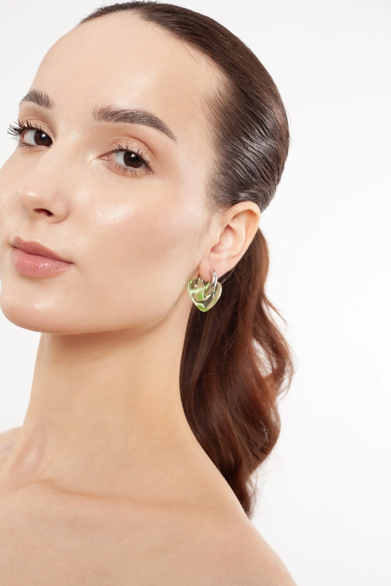 Серьги-трансформеры FETISH, размер 45 мм, зеленый в розовом золоте — фото 1