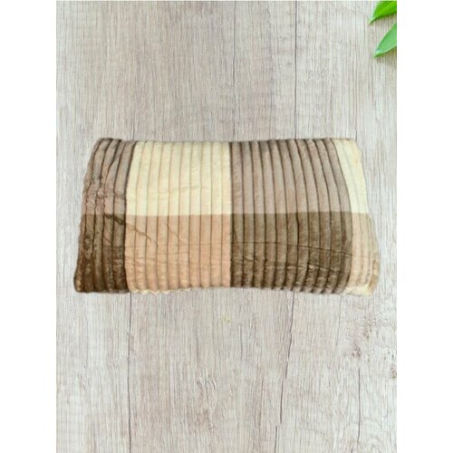 Бежевый флисовый плед BOZHONG, в клетку 200 х 220 см