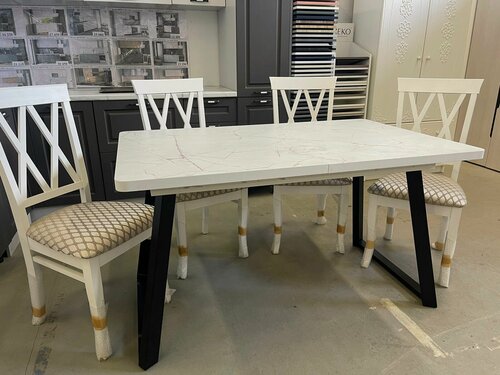 Изображение товара Стол кухонный раздвижной Орфей 17, обеденный, лдсп оникс бежевый 135/172*85 высота76 см ноги лофт металл современный