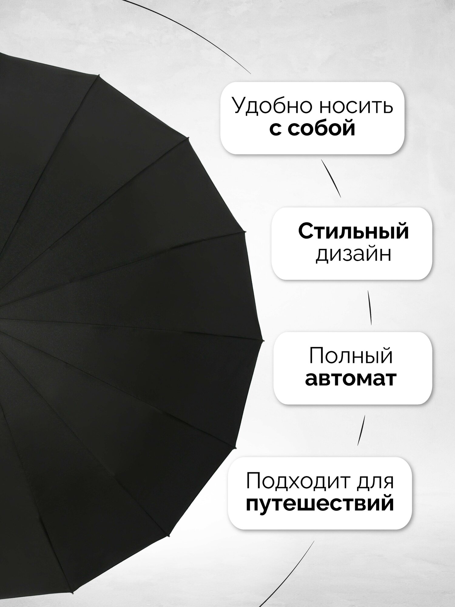 Зонт Popular, черный.. — фото 1