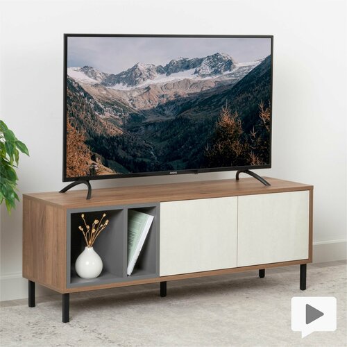 Тумба под телевизор Купер 16.52, Дуб Крафт табачный, Серый Графит, Шелковый камень