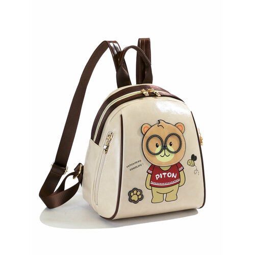 Рюкзак Piton Bear, городской, женский, молочный цвет, экокожа