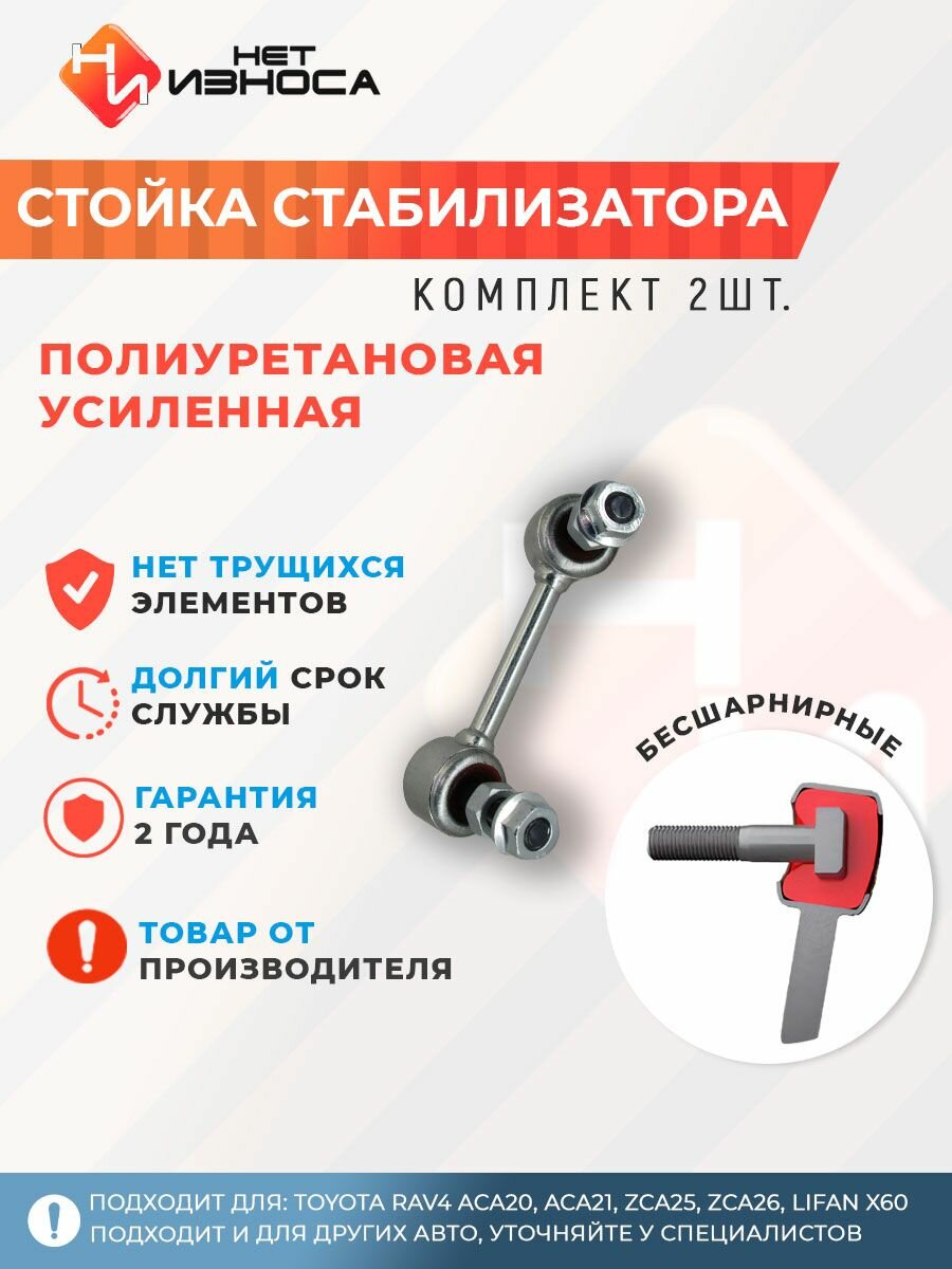 Стойки стабилизатора полиуретановые усиленные NL100 (левая и правая) Toyota RAV4 ACA20, ACA21, ZCA25, ZCA26, Lifan X60, X70