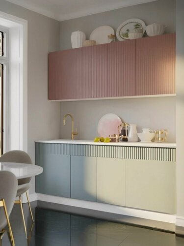 Изображение товара Модульная кухня Оливия МДФ 2м шарли пинк/шарли бриз со столешницей миф