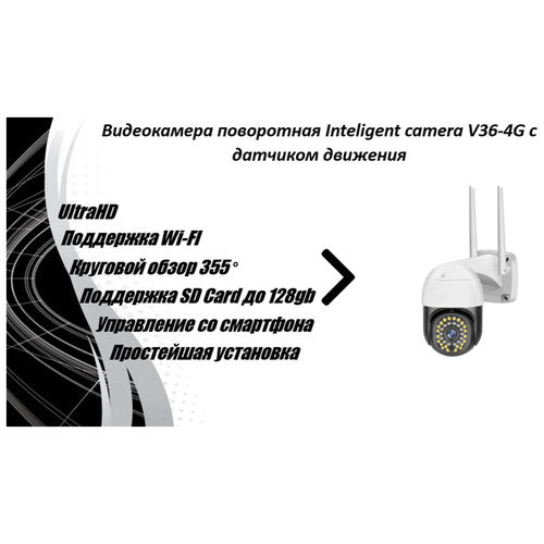 Видеокамера поворотная Inteligent camera V36-4G/ Датчик движения/ 2Мп, 1080p