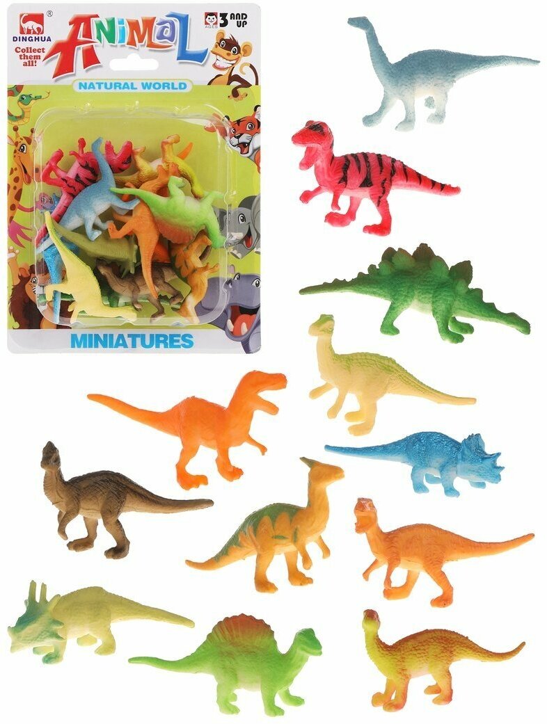 Набор фигурок Наша Игрушка Динозавры, 12 предметов, блистер (P606C)