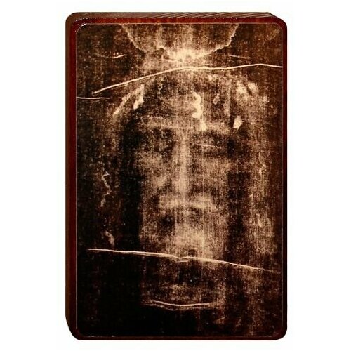 Икона на деревянной основе Иисуса Христа Туринская Плащаница (9*6*1 см). икона на деревянной основе иисуса христа туринская плащаница 9 6 1 см