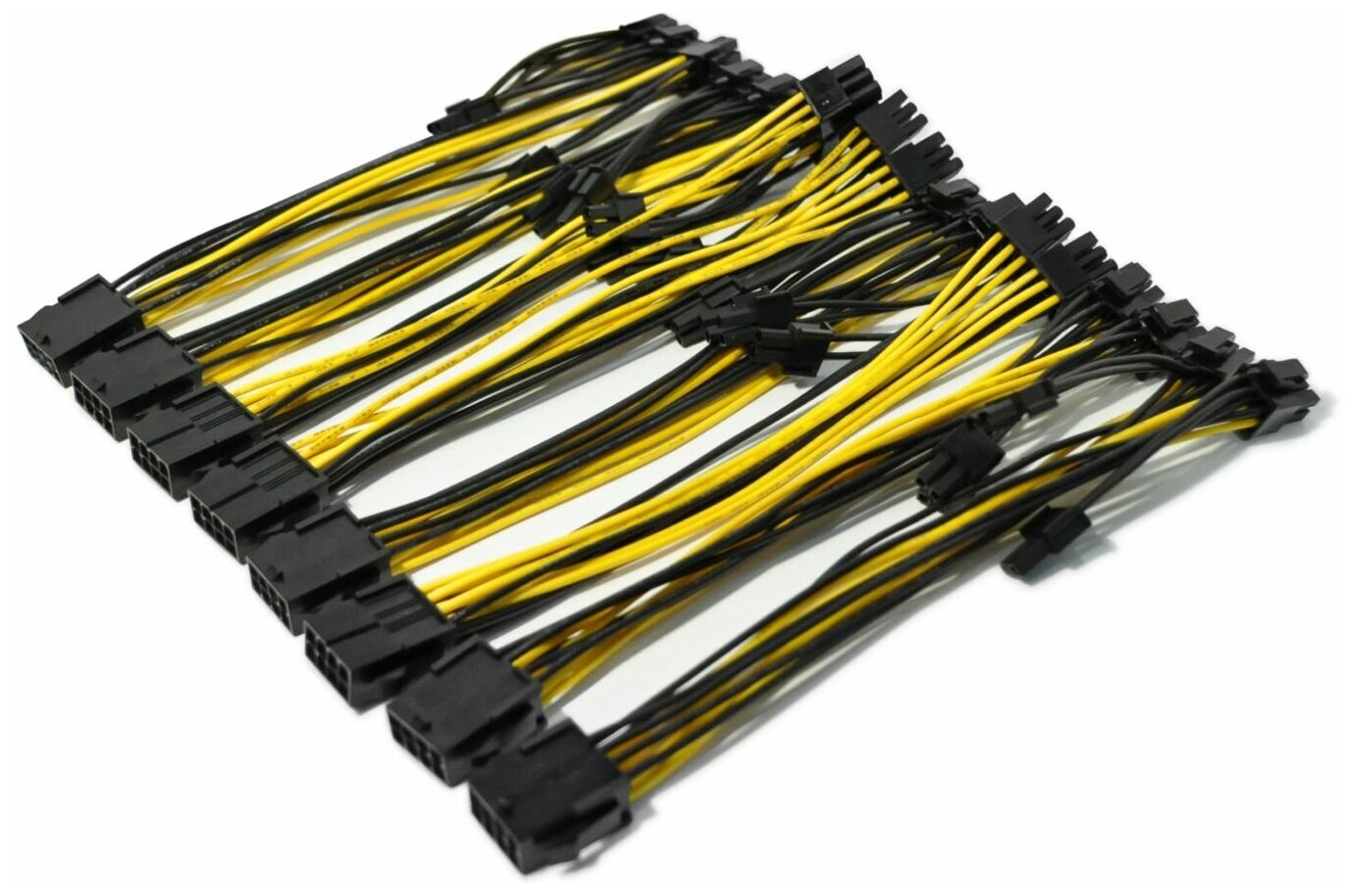 Переходник PCI-E 8 pin (6+2 pin) 22 см для видеокарты / 8-контактный GPU кабель разветвитель удлинитель питания для майнинга желтый (8 шт.)