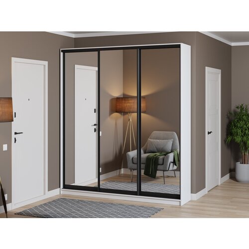 Шкаф купе для одежды Матэрна лофт белый (зеркальный) 200х45х240 см