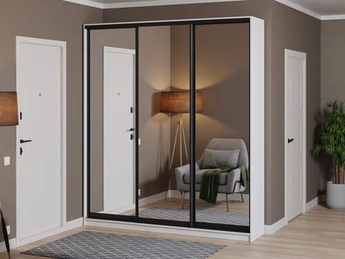 Изображение товара Шкаф купе для одежды Матэрна лофт белый (зеркальный) 200х45х240 см