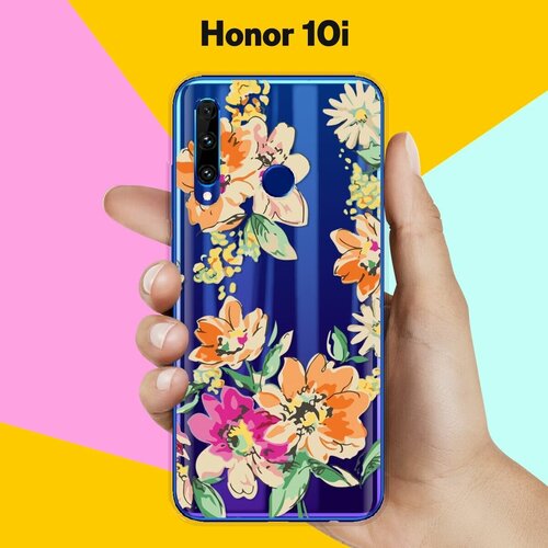 Силиконовый чехол на Honor 10i Оранжевые цветы / для Хонор 10 Ай силиконовый чехол цветы оранжевые на honor 10i