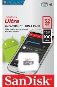 SanDisk Карта памяти Micro SecureDigital 32Gb Ultra microSDHC 100MB s Class 10 UHS-I SDSQUNR-032G-GN3MN