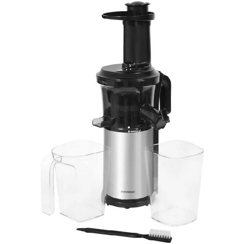 Соковыжималка Hyundai шнековая 220 Вт для сока 1000 мл для мякоти 1000 мл серебристого и черного цвета 739000₽