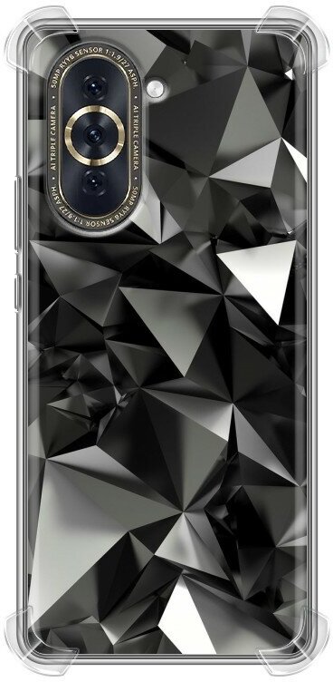 Дизайнерский силиконовый с усиленными углами чехол для Хуавей Нова 10 / Huawei Nova 10 Черные кристаллы