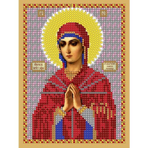 Вышивка бисером иконы Богородица Смягчение злых сердец 12*16 см
