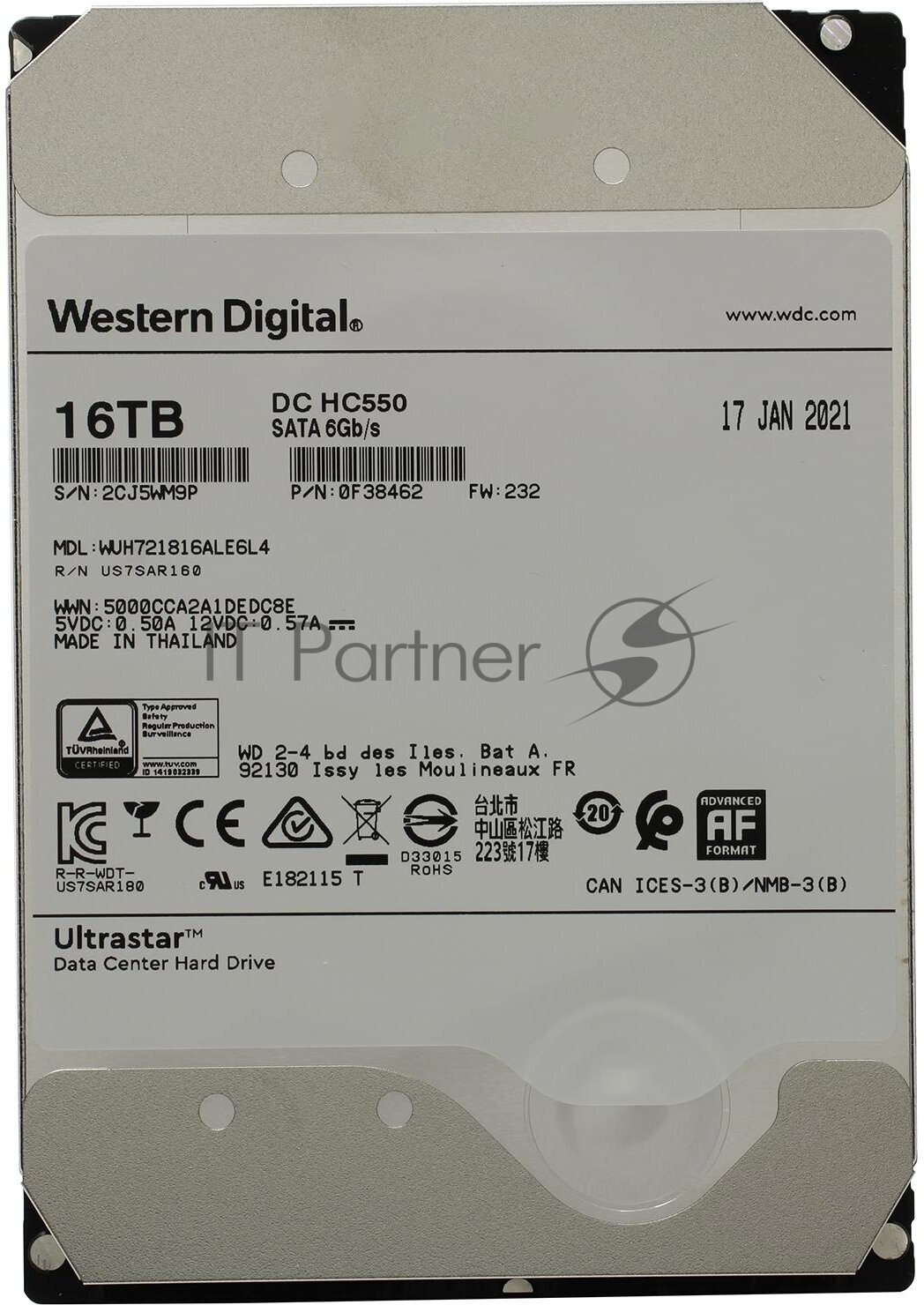 Жесткий диск Western Digital Ultrastar DC HC550 WUH721816ALE6L4 16Tb (0F38462) - фото №6