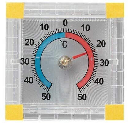 Термометр оконный биметаллический, крепление на липучку, диапазон от -50 до +50°C, ПТЗ, ТББ