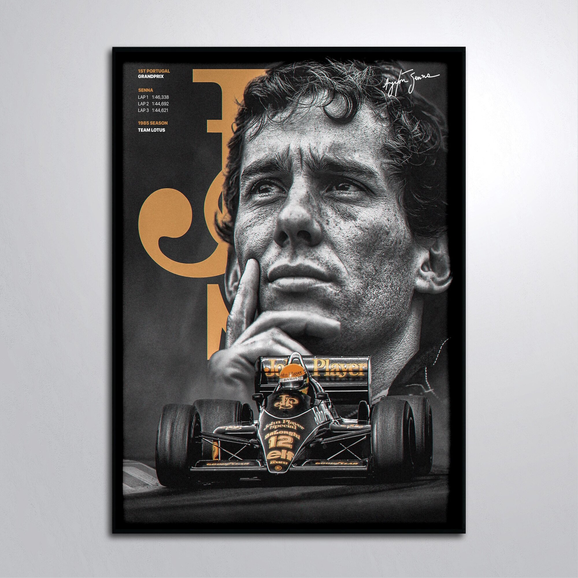 Постер в раме/Айртон Сенна F1 Ayrton Senna da Silva ЧБ