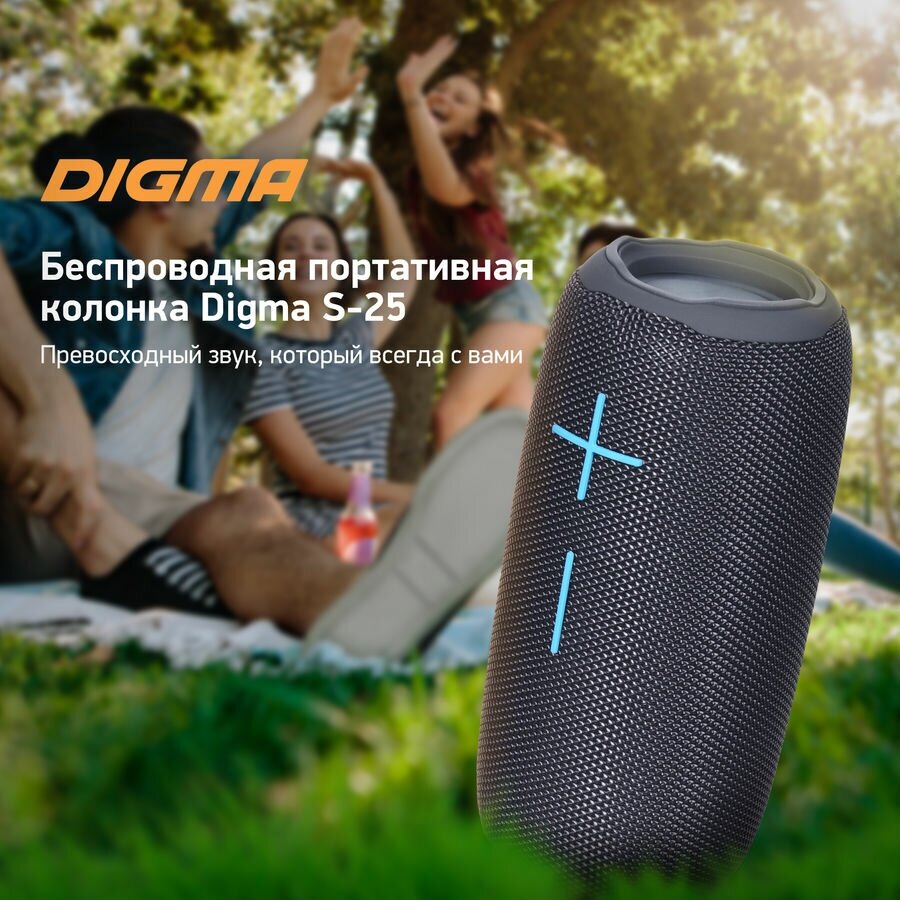 Портативная колонка Digma S-25, 10Вт, серый [sp2510g] - фото №7