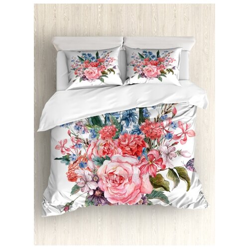 фото Комплект постельного белья "букет с бабочкой", 1,5-спальный (пододеяльник+2 наволочки) ambesonne