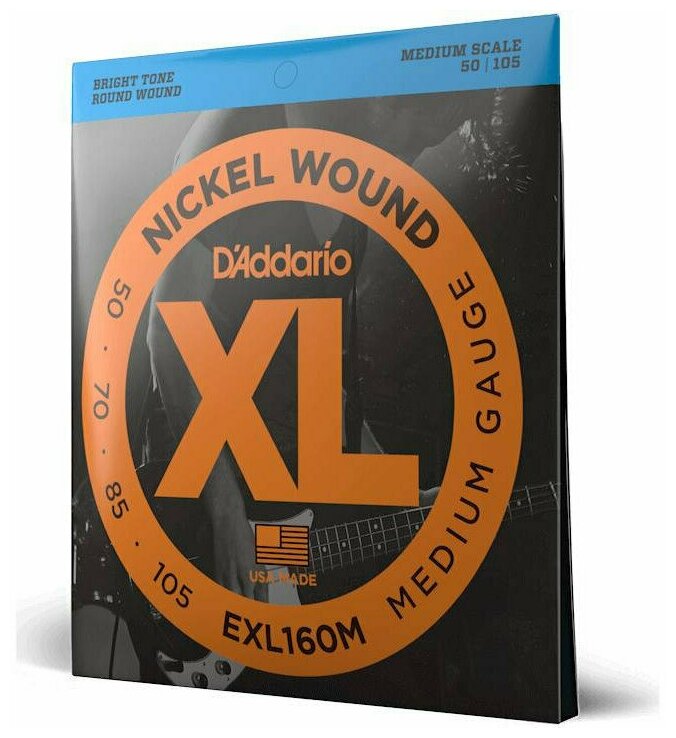 Струны для 4-х струнной бас-гитары D'ADDARIO EXL160 M Medium среднее натяжение