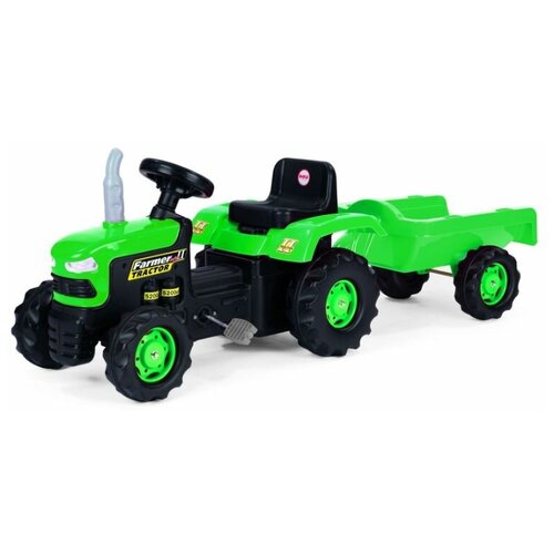 Педальный трактор DOLU зелено-черный с прицепом трактор dolu 157095