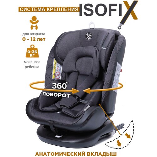 Детское удерживающее устройство Shelter гр 0+/I/II/III, 0-36кг, (0-12лет)BabyCare, Темно-серый