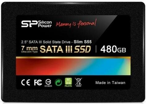 Твердотельный накопитель SSD 2.5 480 Gb Silicon Power Slim S55 Read 555Mb/s Write 500Mb/s TLC SP480GBSS3S55S25