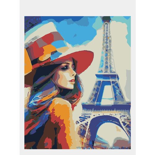 Картина по номерам Selfica Девушка в Париже 50х40см.