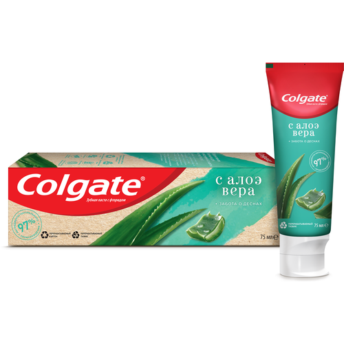 Зубная паста Colgate Naturals Забота о деснах с Алоэ Вера, 75 мл, 75 г, зеленый зубная паста colgate naturals забота о дёснах с алоэ вера 75 мл х 4 шт