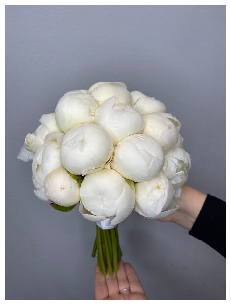 Букет "Свадебный", пионы белые 17 шт, красивый букет цветов, шикарный, премиум букет.