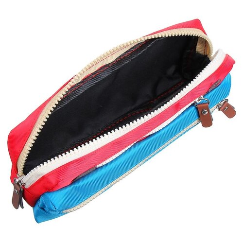 Пенал прямоугольный 22х9х4,5см, 1 отделение, 2 кармана, черный, декор под ткань 