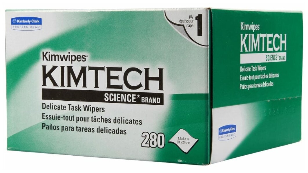 Салфетки безворсовые профессиональные KimWipes Kimtech для оптики ; линз фотоаппаратов ; очков ;артфонов ; часов ; маникюра 280 