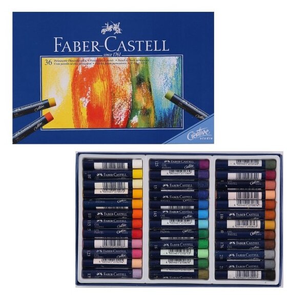 Пастель масляная 36 цветов STUDIO QUALITY, артикул 127036 127036 Пастель масляная Faber-Castell "Oil Pastels", 36 цветов, картон. упак.