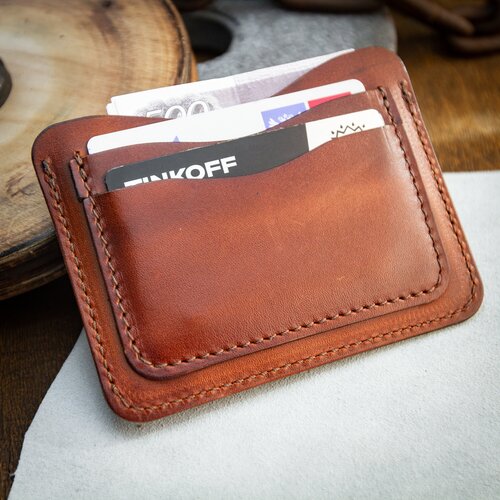 Визитница SAFFA, натуральная кожа, 4 кармана для карт, 10 визиток, коричневый