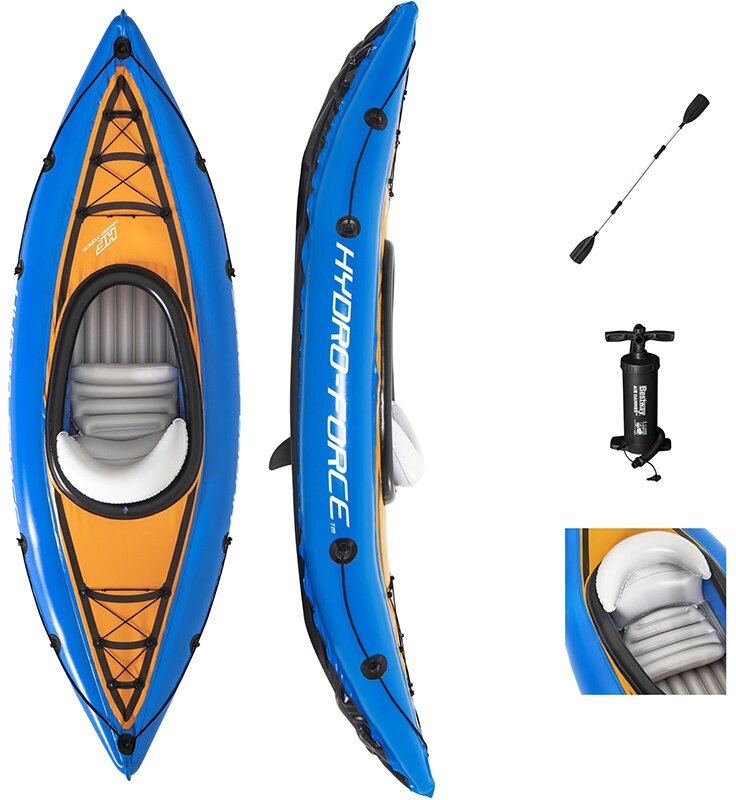 Байдарка Bestway Hydro-Force Kajak-Set Cove Champion 2021 275 см, синий/оранжевый
