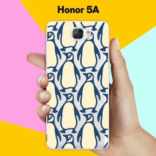 Силиконовый чехол на Honor 5A Узор из пингвинов / для Хонор 5А силиконовый чехол на honor 5a узор из такс для хонор 5а