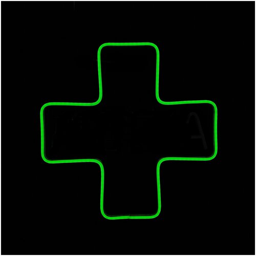 Неоновая вывеска Зеленый крест, Ледшайн, для аптеки