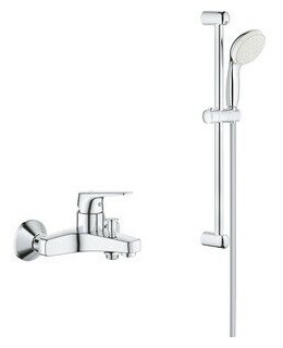 Смеситель для ванны Grohe BauFlow с душевым гарнитуром, хром (23601000, 27853001)