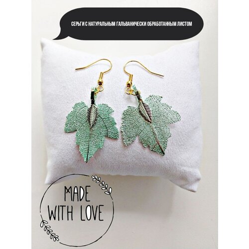 Комплект серег , бижутерный сплав, подарочная упаковка, ручная работа, размер/диаметр 55 мм., зеленый