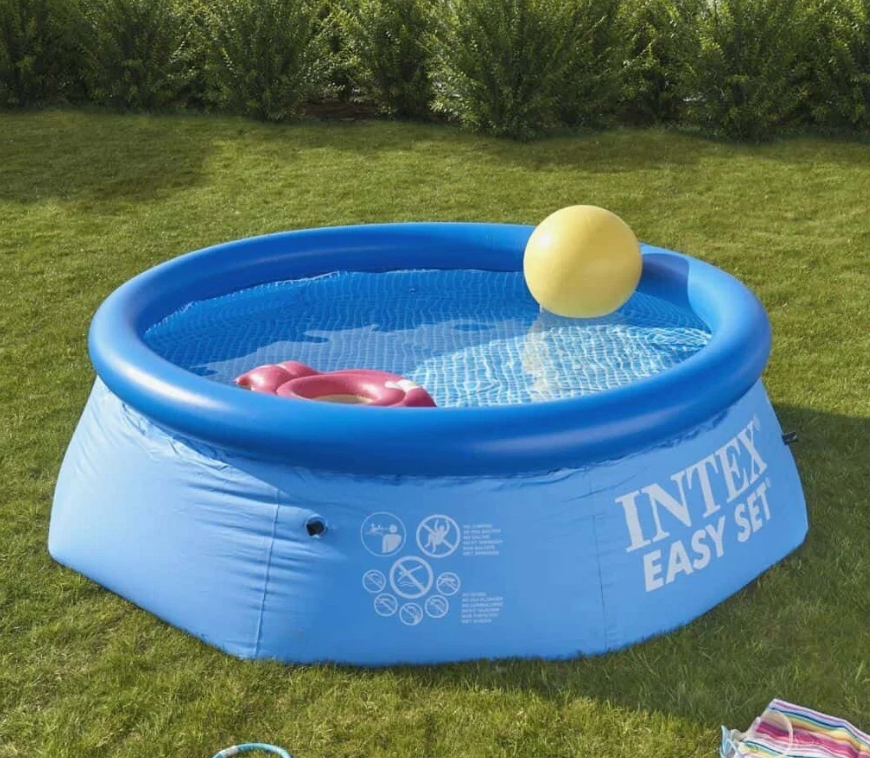 Семейный бассейн INTEX/надувной бассейн круглый с диаметром 244см/быстрая установка/синий - фотография № 4