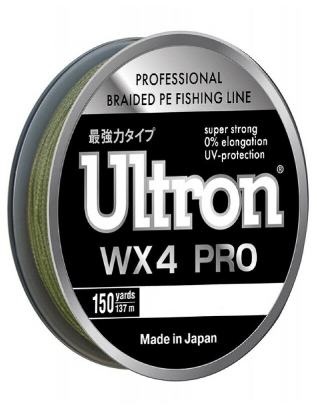 Плетеный шнур ULTRON WX4 Pro 0.15 мм, 10,0 кг, 137м, хаки