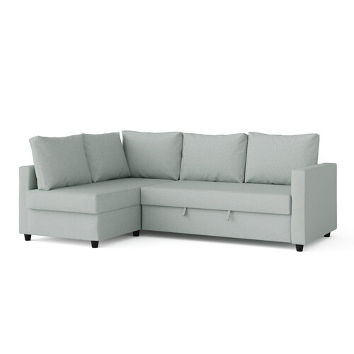 Диван-кровать угловой Pragma Aldan 3-местный, размер: 150х226 см, спальное место: 140х202 см, обивка: текстиль, светло-зелёный, 5 подушек