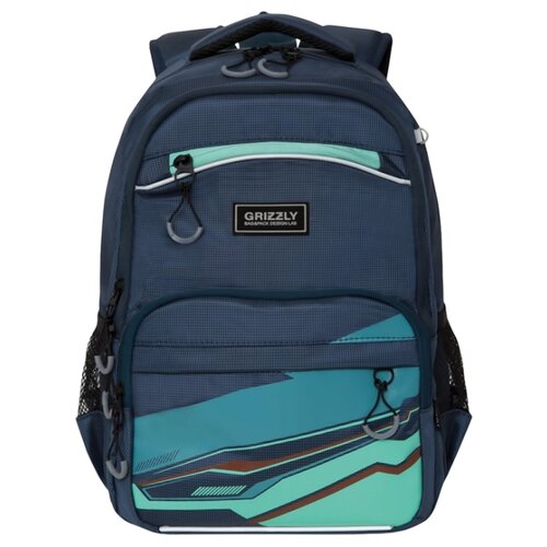 фото Grizzly рюкзак rb-054-2, темно-синий/зеленый