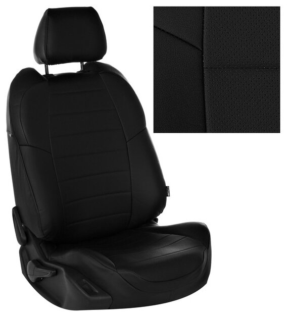 Чехлы на сиденья из экокожи для Toyota Corolla Седан c 18г. (без заднего подлокотника) комплектация Standart / Classic Черный, Черный . ta-cor181-coe18-chch-e