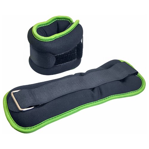 фото Hkaw104-1 утяжелители "alt sport" (2х2,5кг) (нейлон) в сумке (черный с зеленой окантовкой) hawk