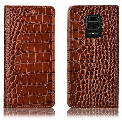 фото Чехол-книжка mypads premium для redmi note 9s / redmi note 9 pro / pro max из качественной импортной натуральной кожи теленка с фактурной прошивкой рельефа кожи крокодила экзотический светло-коричневый